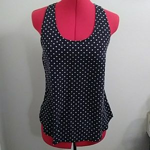 [Amour Vert] Black silk polka dot tank top